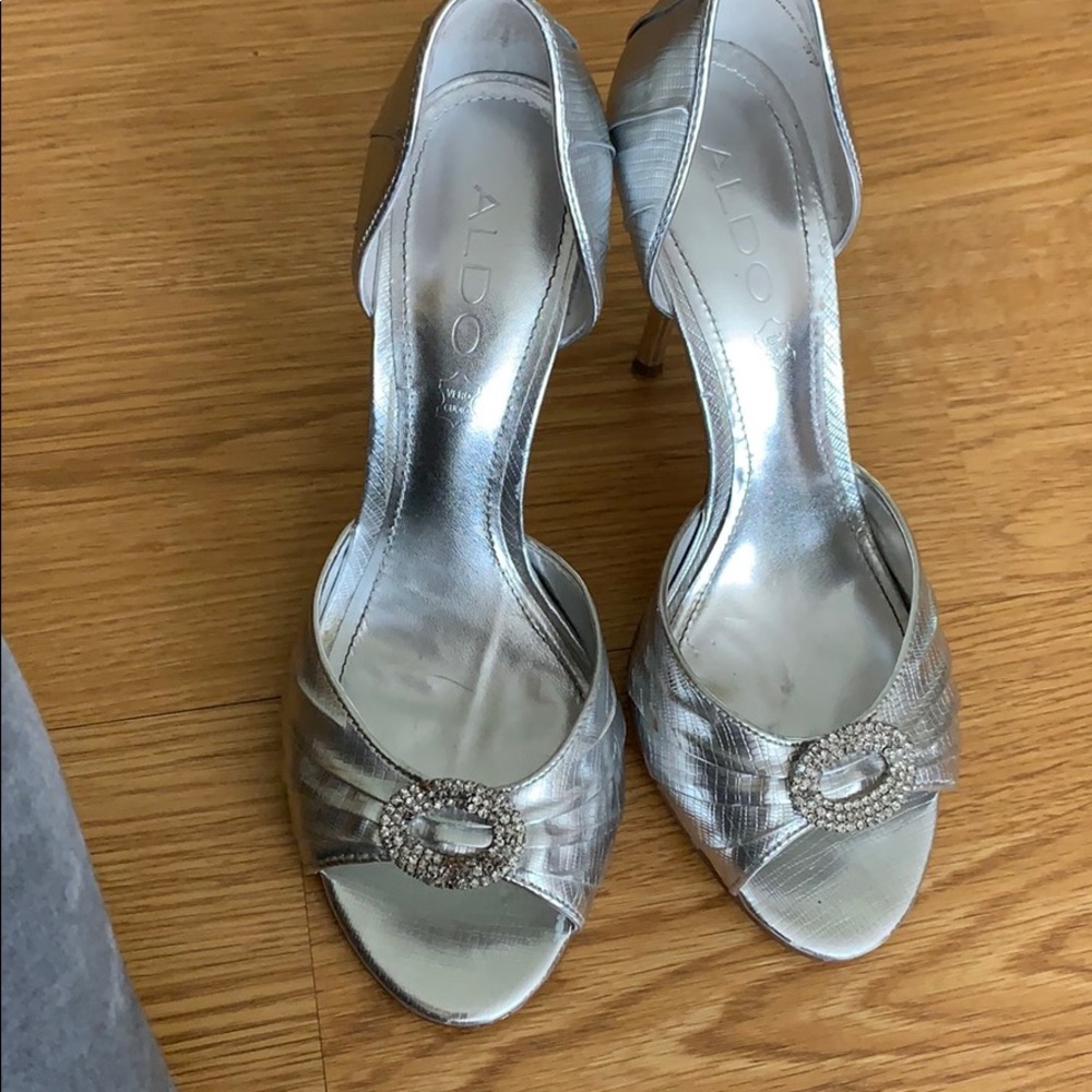 Silver aldo heels